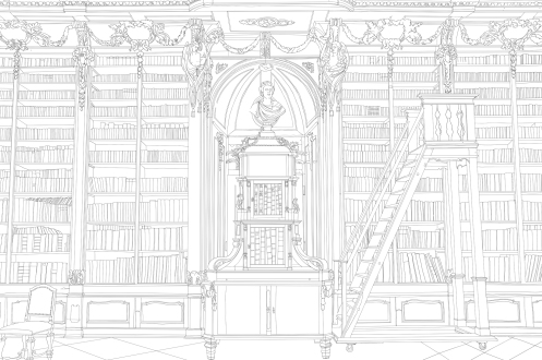 Details of a Baroque library